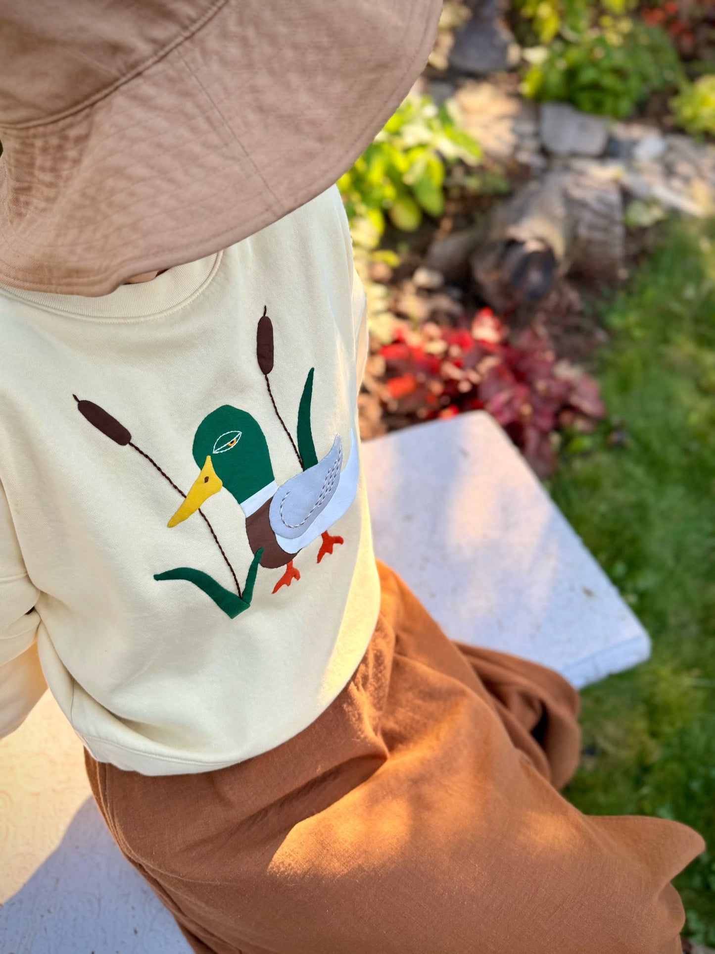 Mr. Mallard Hand Appliqué Sweatshirt – Butter Yellow