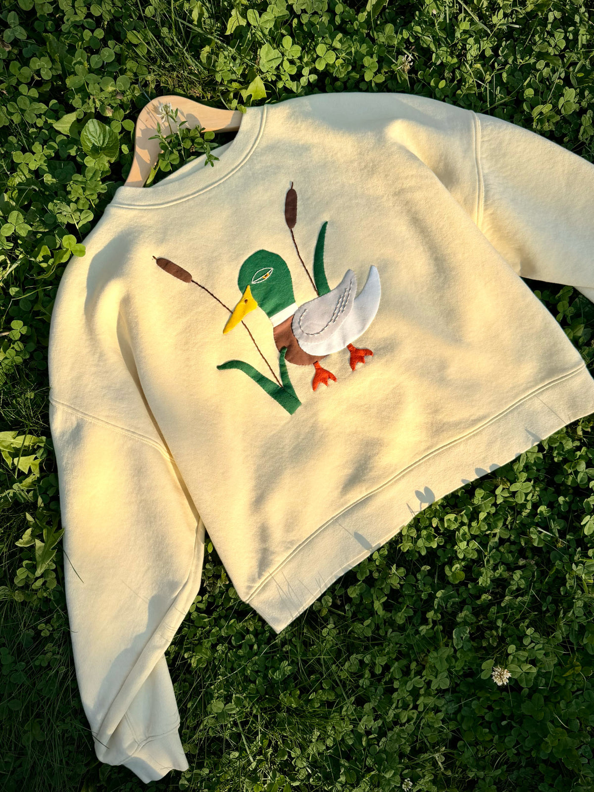 Mr. Mallard Hand Appliqué Sweatshirt – Butter Yellow