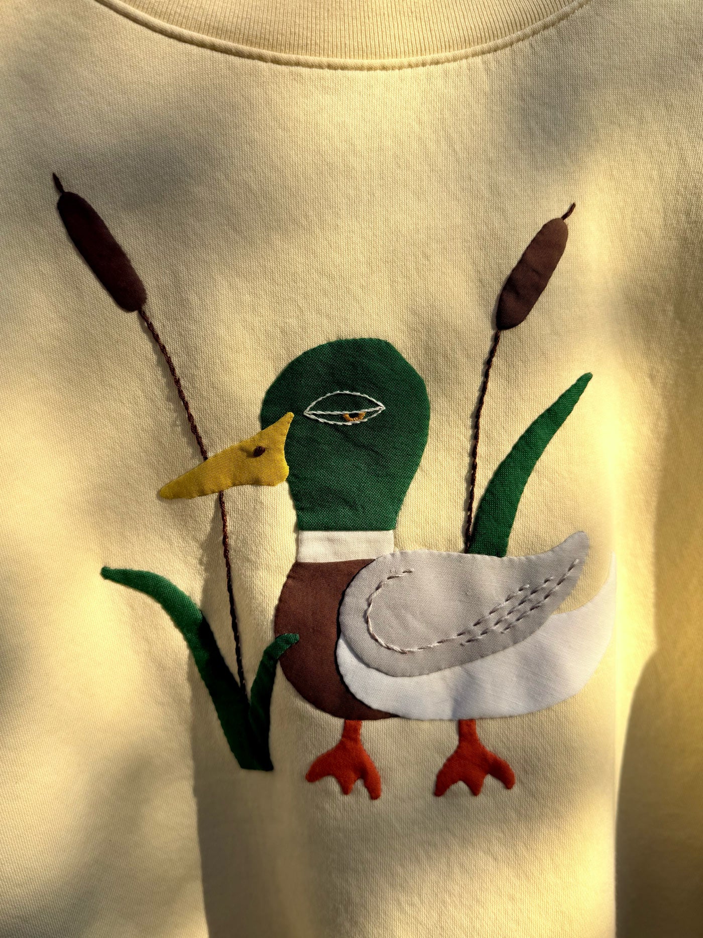 Mr. Mallard Hand Appliqué Sweatshirt – Butter Yellow